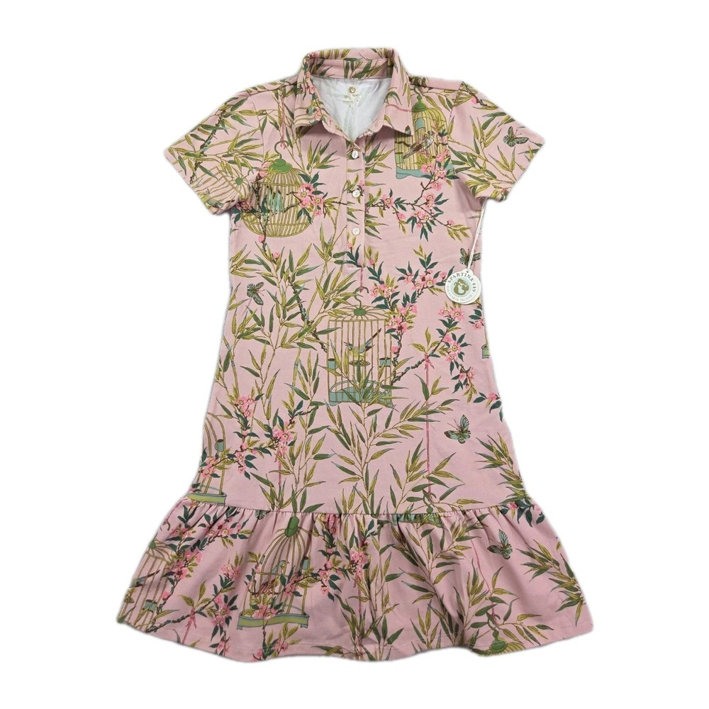 New Spartina 449 Dress XXS Joelle Polo Enclave Bamboo Bird Cage Pink